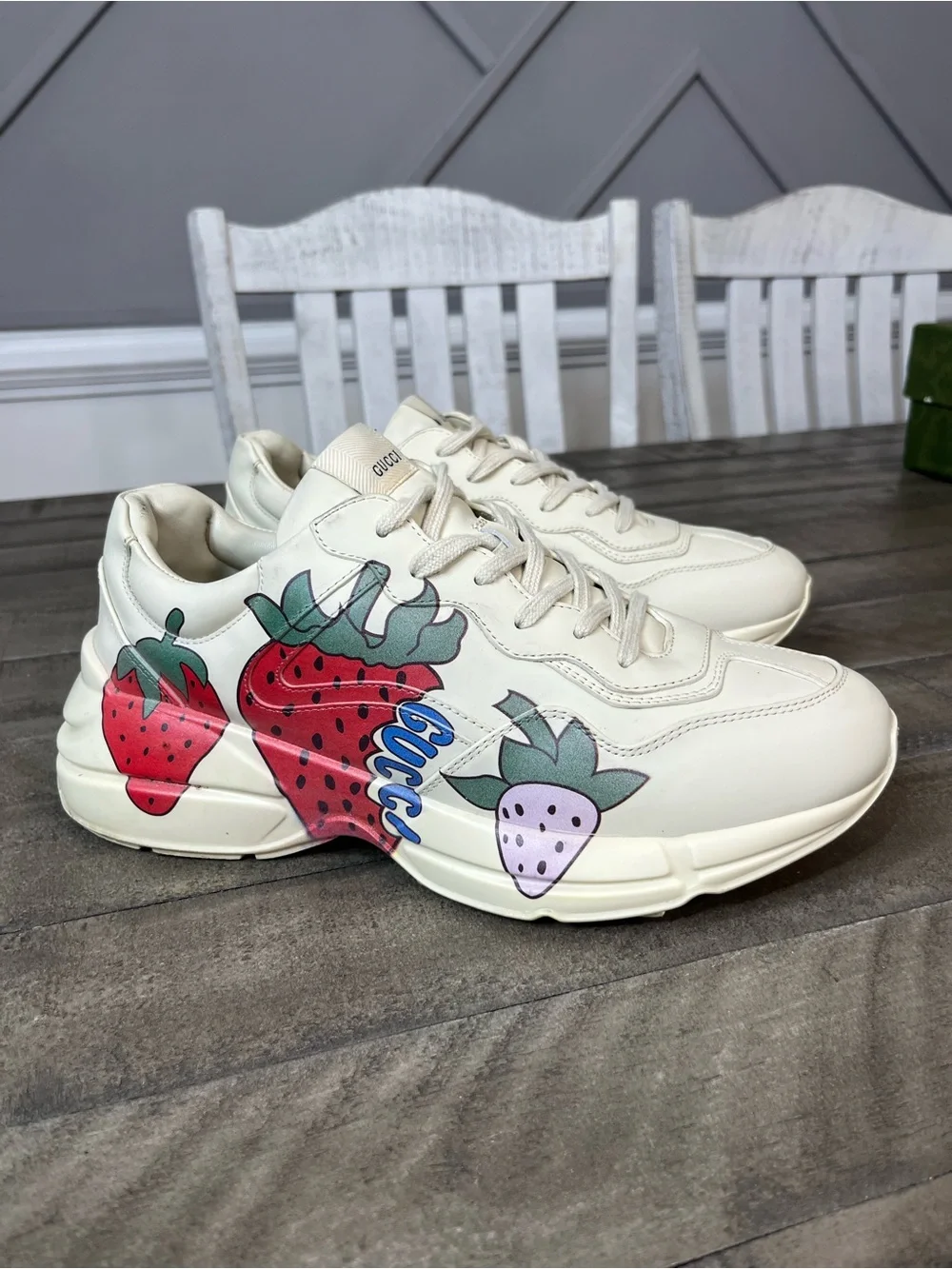 Gucci Rhyton Strawberry Leather Sneakers Mens Sz 11